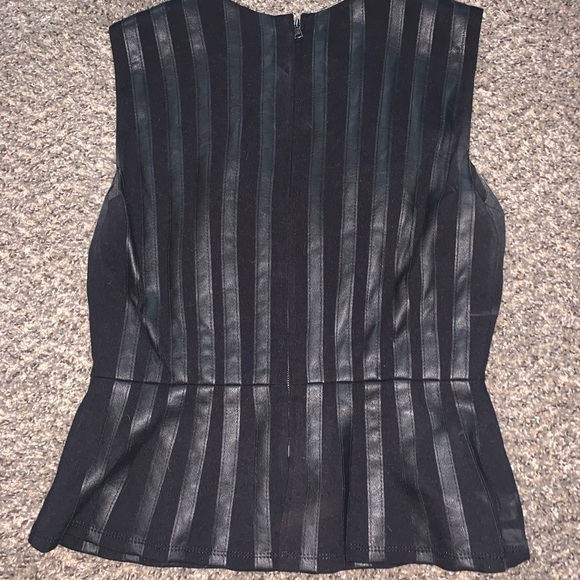 BCBG Generation blk faux leather stripped top-S - Picture 2 of 3